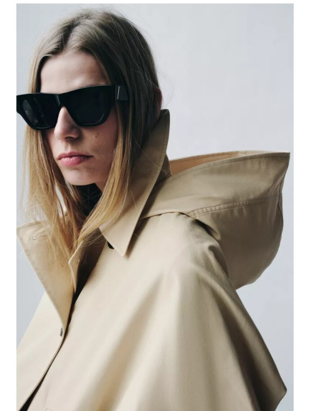 Zara ZW Collection Cropped Water Resistant Beige Trench Coat Jacket - Picture 9 of 12